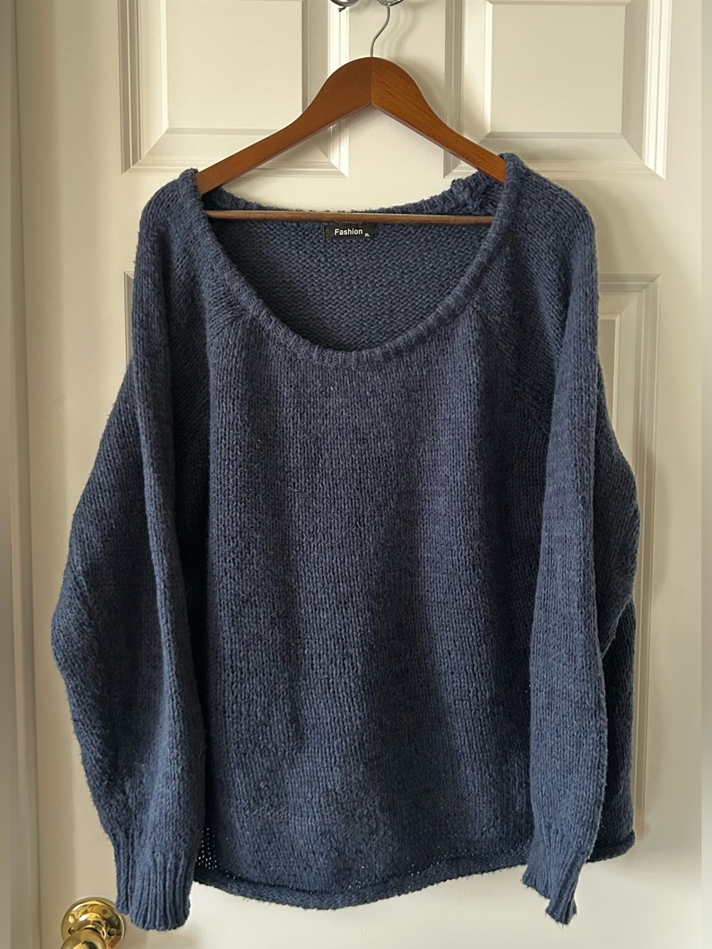 Loose Knit Women's Sweater - Navy Blue